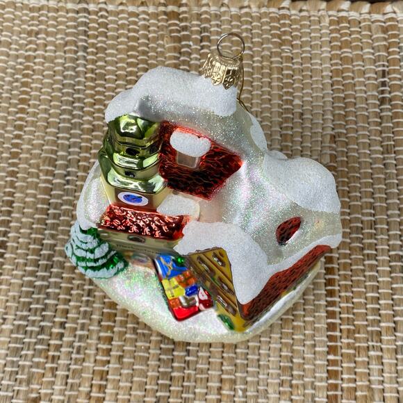 Kathe Wohlfahrt Rothenburg Germany Markusturm Hotel Glitter Glass Ornament 7" - Picture 10 of 15